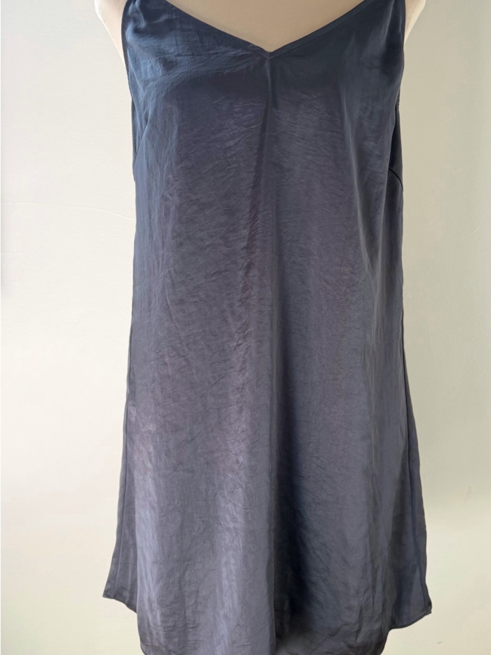 Wilfred Free Gray Satin Slip Mini Dress Strappy Minimalist Size Small - Picture 2 of 7